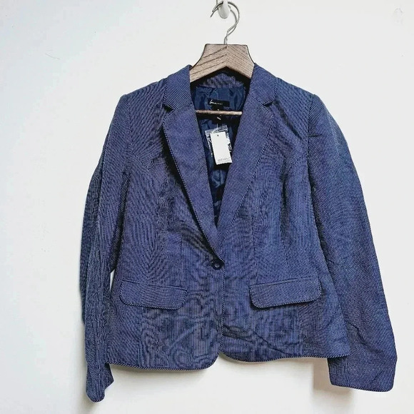 Lane Bryant NWT 16 navy striped career blazer - Picture 2 of 11
